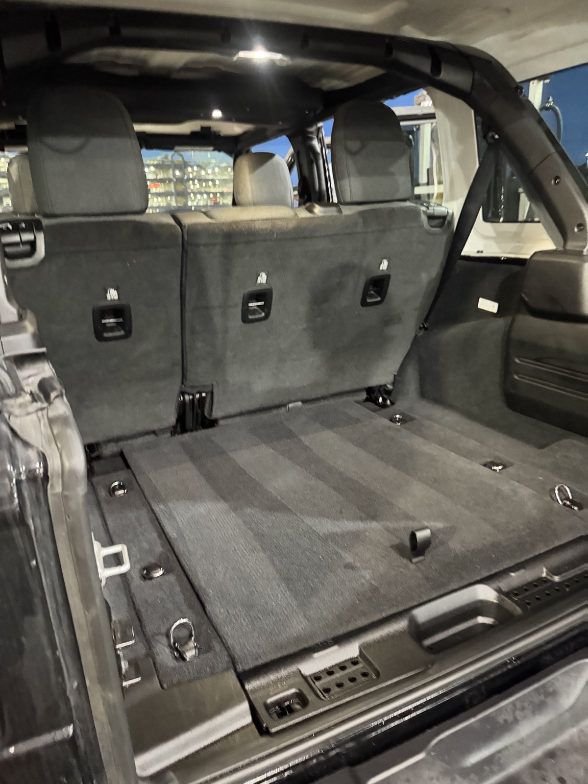 SUV cargo area prepared for cleaning